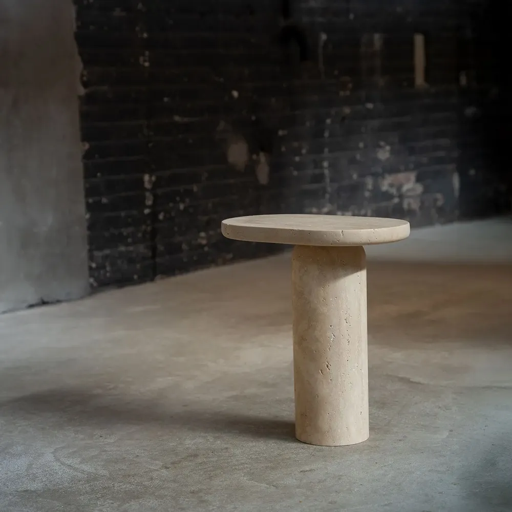 Autres tables  - BOLD TRAVERTINE SIDE TABLE - KIWANO CONCEPT
