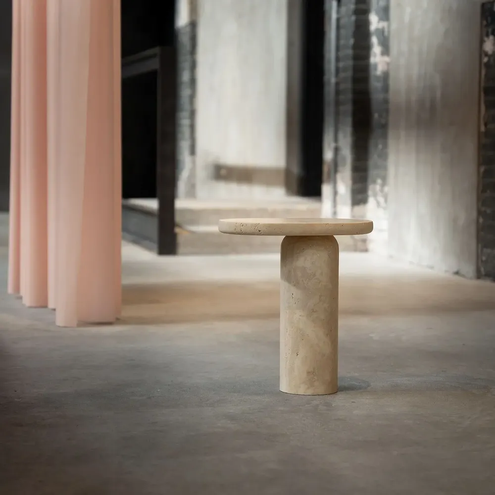 Autres tables  - BOLD TRAVERTINE SIDE TABLE - KIWANO CONCEPT