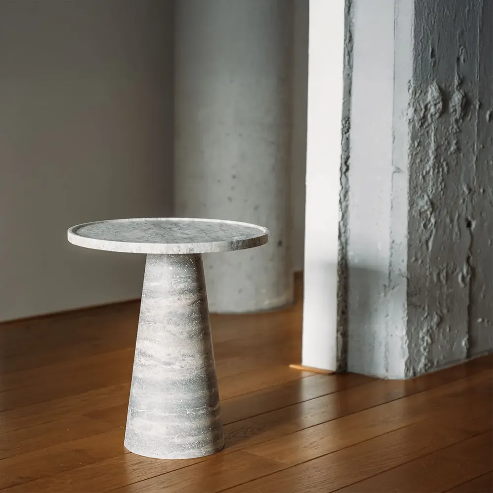 Other tables - SILVER TRAVERTINE CONE SIDE TABLE - KIWANO CONCEPT