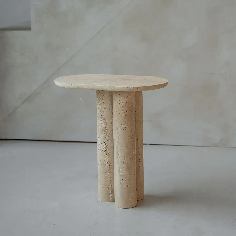 Other tables - TRAVERTINE TRIO OVAL SIDE TABLE - KIWANO CONCEPT