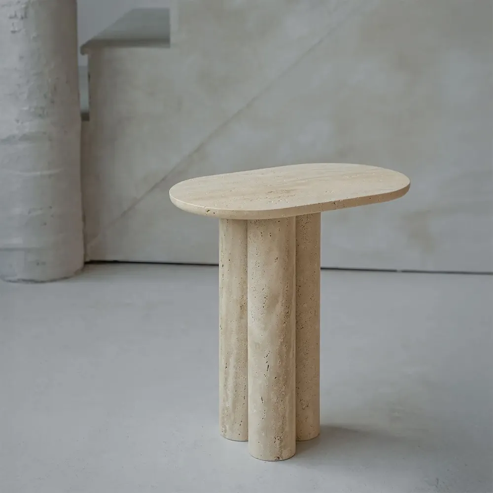 Other tables - TRAVERTINE TRIO OVAL SIDE TABLE - KIWANO CONCEPT