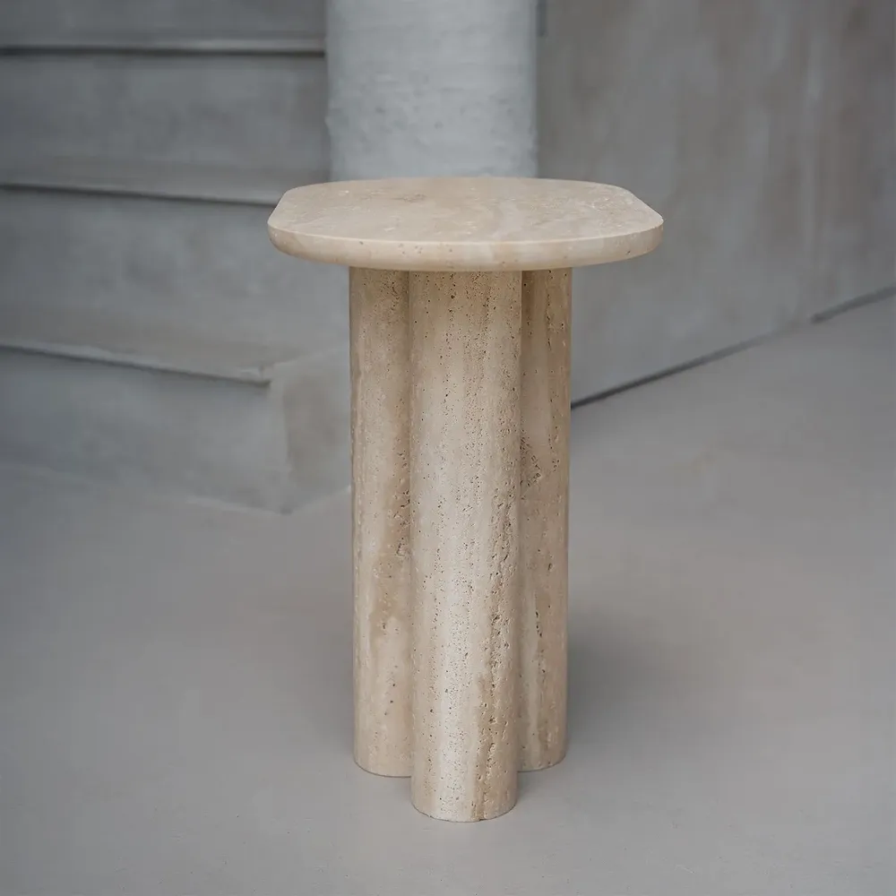 Other tables - TRAVERTINE TRIO OVAL SIDE TABLE - KIWANO CONCEPT