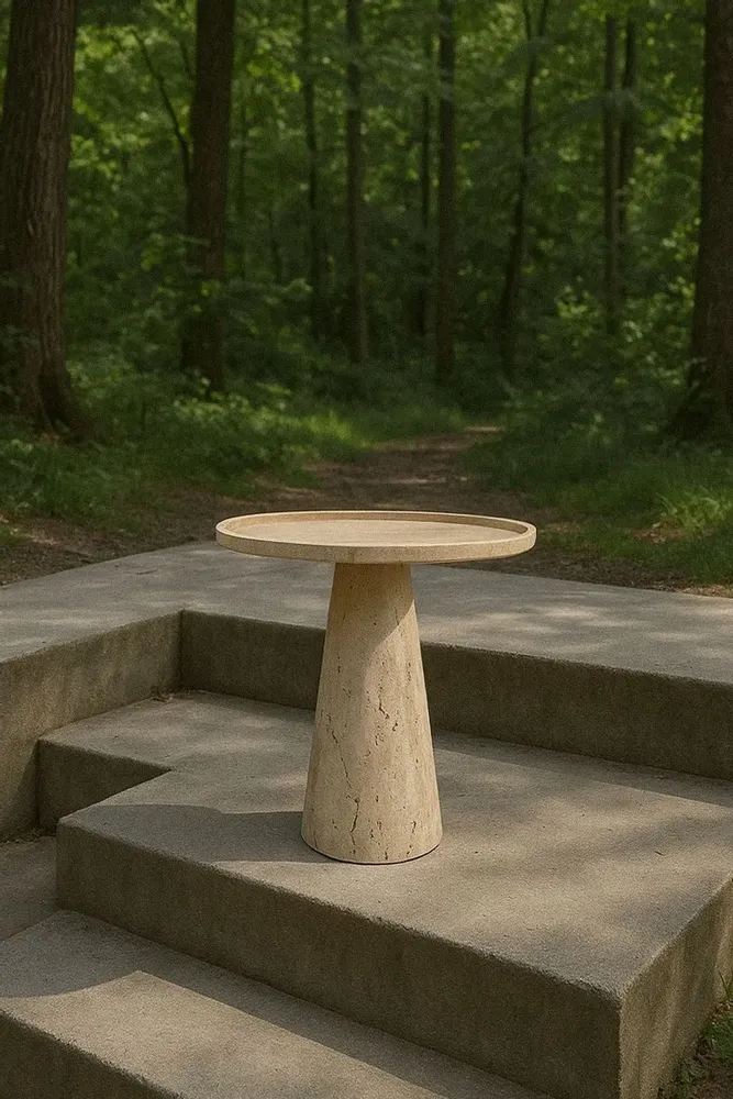 Autres tables  - TRAVERTINE CONE SIDE TABLE - KIWANO CONCEPT