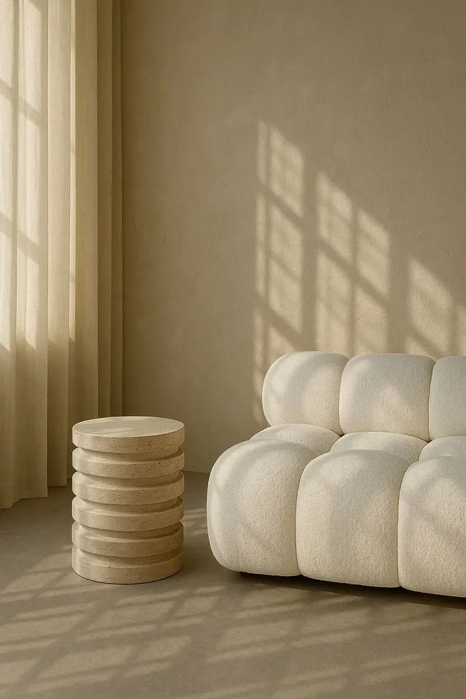 Other tables - TRAVERTINE LAYER STOOL SIDE TABLE - KIWANO CONCEPT