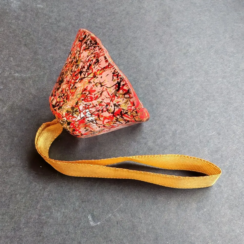 Guirlandes et boules de Noël - Cloche en verre transparent rouge-noir-or - CARNEOL GLASS