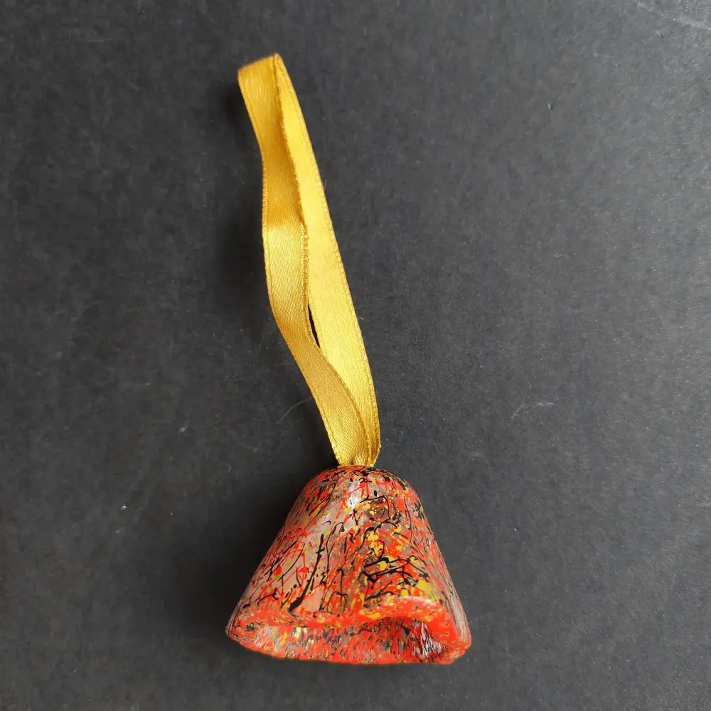 Guirlandes et boules de Noël - Cloche en verre transparent rouge-noir-or - CARNEOL GLASS