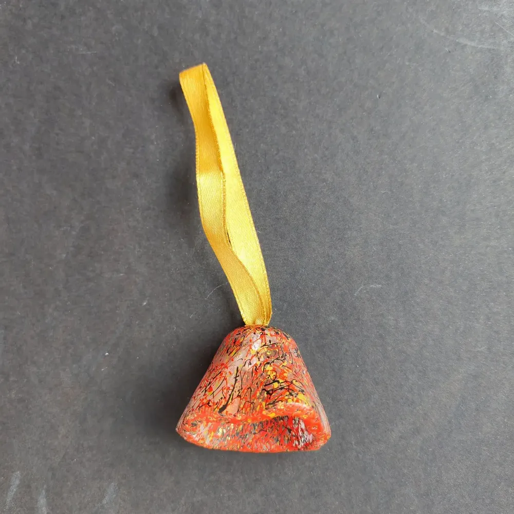 Guirlandes et boules de Noël - Cloche en verre transparent rouge-noir-or - CARNEOL GLASS