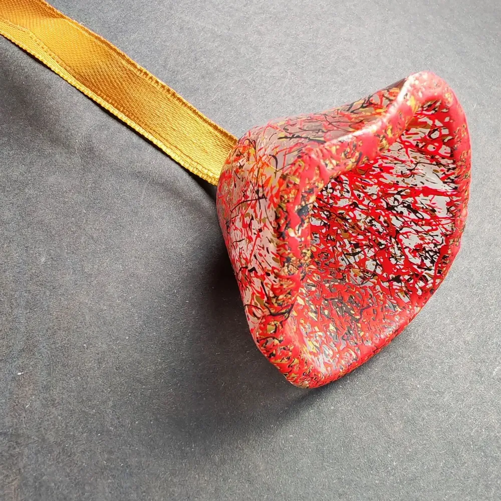 Guirlandes et boules de Noël - Cloche en verre transparent rouge-noir-or - CARNEOL GLASS