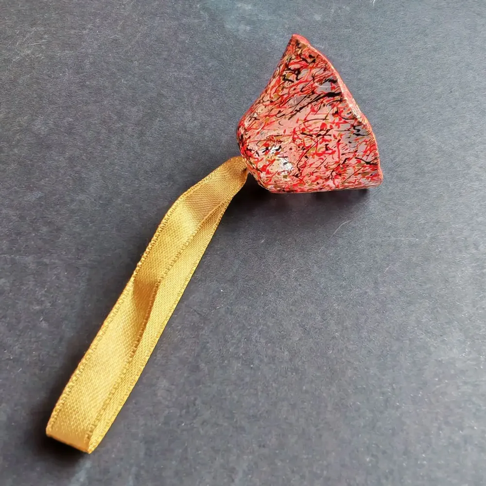 Guirlandes et boules de Noël - Cloche en verre transparent rouge-noir-or - CARNEOL GLASS