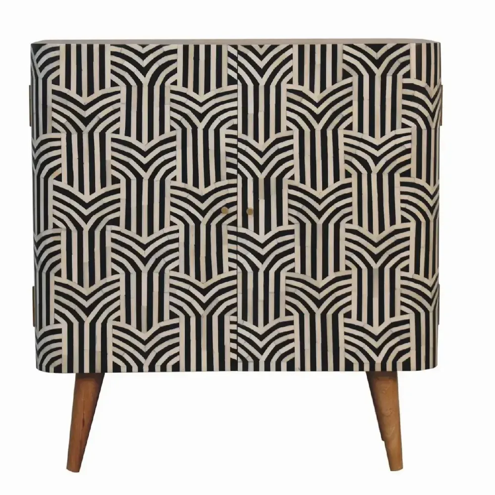 Buffets - Artisan Furniture Armoire Edessa Oak-ish en Incrustation d’Os, 2 Étagères, Pieds Nordiques, Motif Noir et Blanc, Marron - ARTISAN FURNITURE