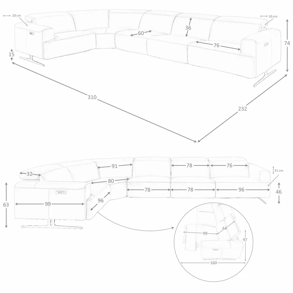 Canapés - Canapé d'angle relax en cuir marron avec angle gauche - ANGEL CERDÁ