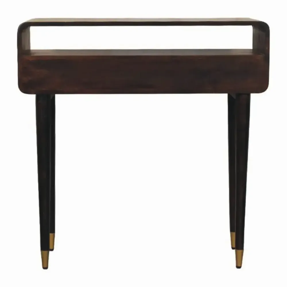 Console table - Artisan Furniture Solid Wood Apollo Loop Console Desk, 2 Drawers, 1 Open Slot, Dark Brown - ARTISAN FURNITURE