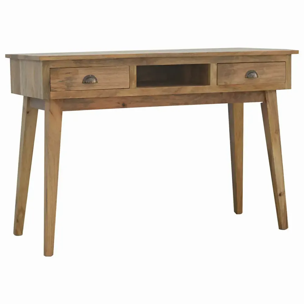 Desks - Artisan Furniture Solid Wood 2 Drawer Shell Writing Desk, 1 Shelf, Brown - ARTISAN FURNITURE