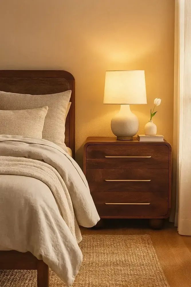 Chiffonniers - Artisan Furniture Commode Arrondie à 3 Tiroirs en Bois Massif, Marron - ARTISAN FURNITURE