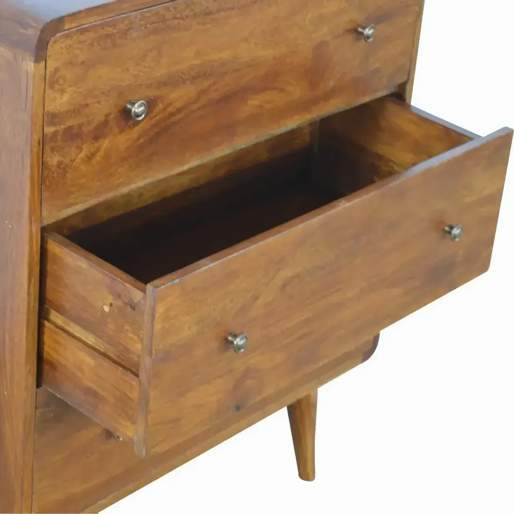 Chests of drawers - Artisan Furniture Solid Wood Curved Chestnut Chest, 3 Drawers, Dark Brown - ARTISAN FURNITURE