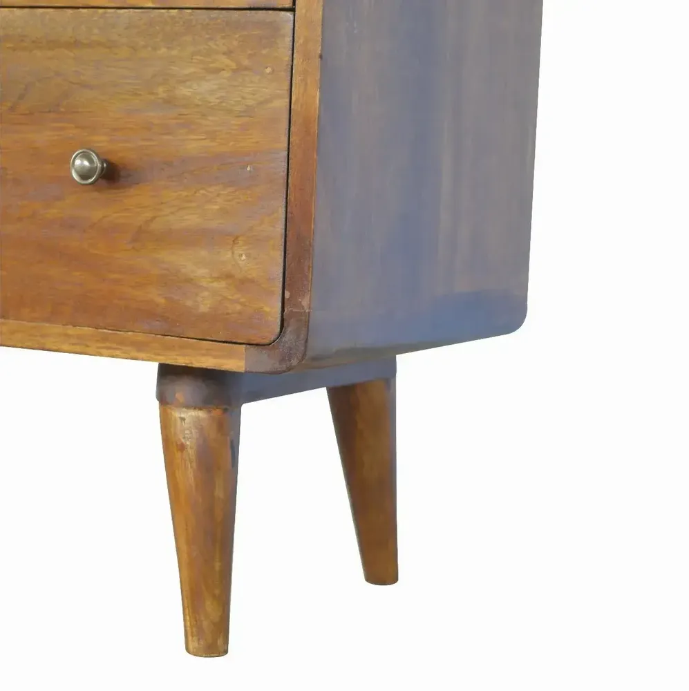 Chests of drawers - Artisan Furniture Solid Wood Curved Chestnut Chest, 3 Drawers, Dark Brown - ARTISAN FURNITURE