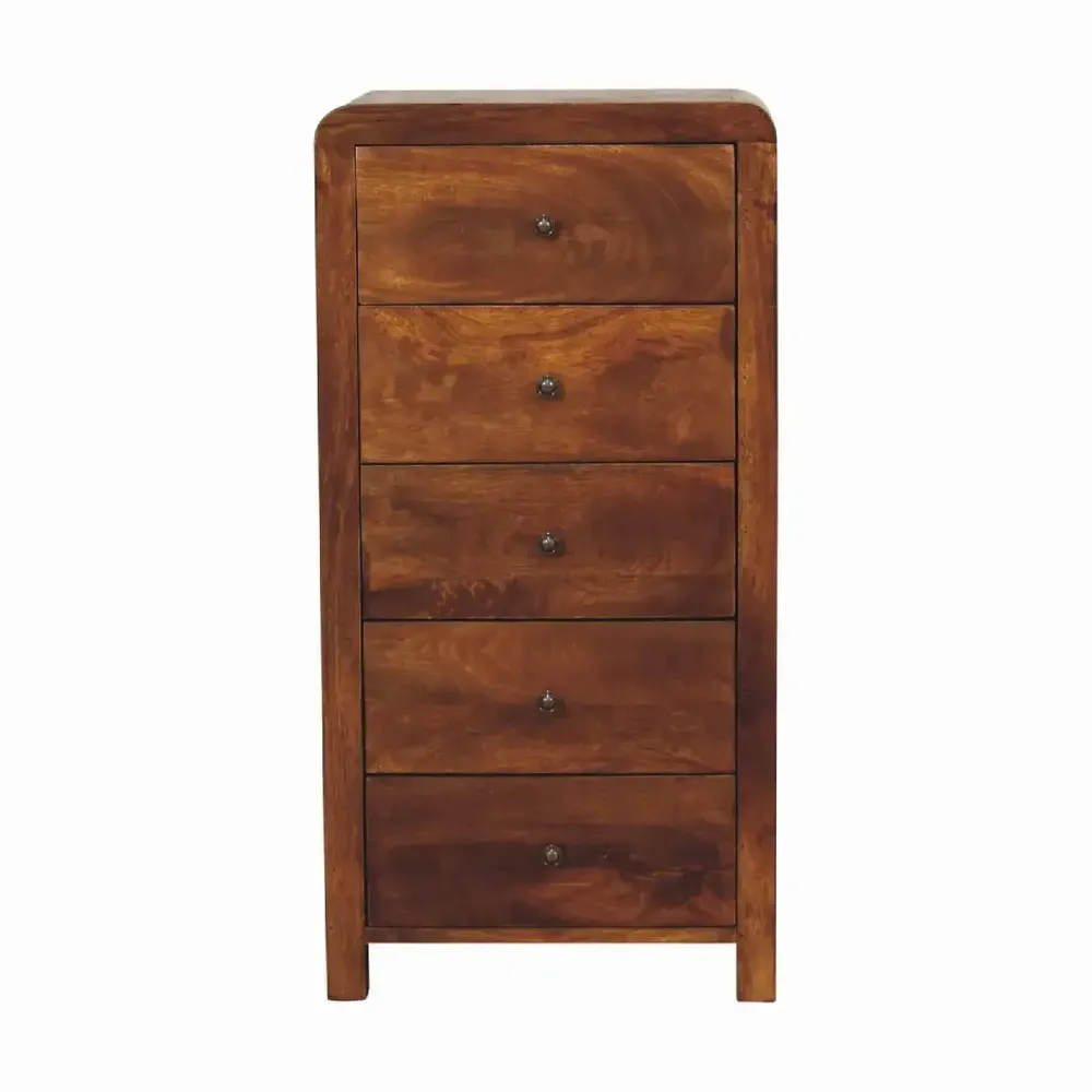 Chiffonniers - Artisan Furniture Commode Haute Aspen en Bois Massif, 5 Tiroirs avec Pieds, Marron - ARTISAN FURNITURE