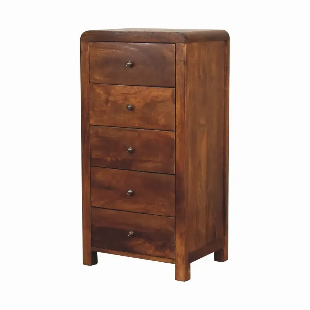 Chiffonniers - Artisan Furniture Commode Haute Aspen en Bois Massif, 5 Tiroirs avec Pieds, Marron - ARTISAN FURNITURE