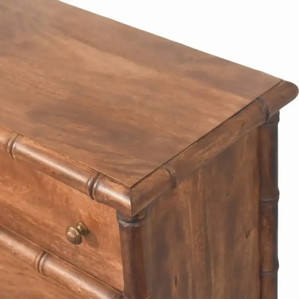 Chests of drawers - Artisan Furniture Solid Wood Bamboo Carved 3-Drawer Chest, Brown - ARTISAN FURNITURE