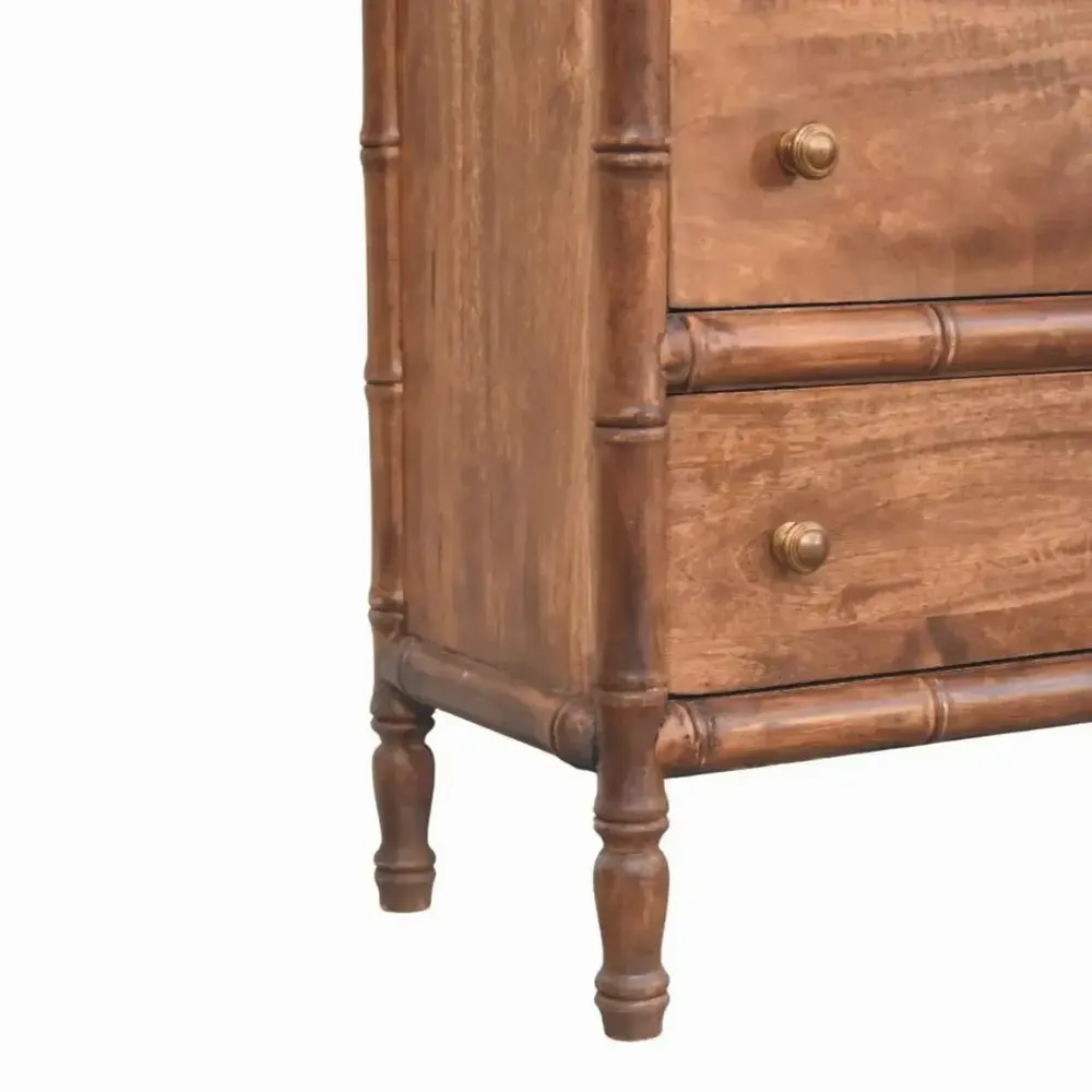 Chests of drawers - Artisan Furniture Solid Wood Bamboo Carved 3-Drawer Chest, Brown - ARTISAN FURNITURE