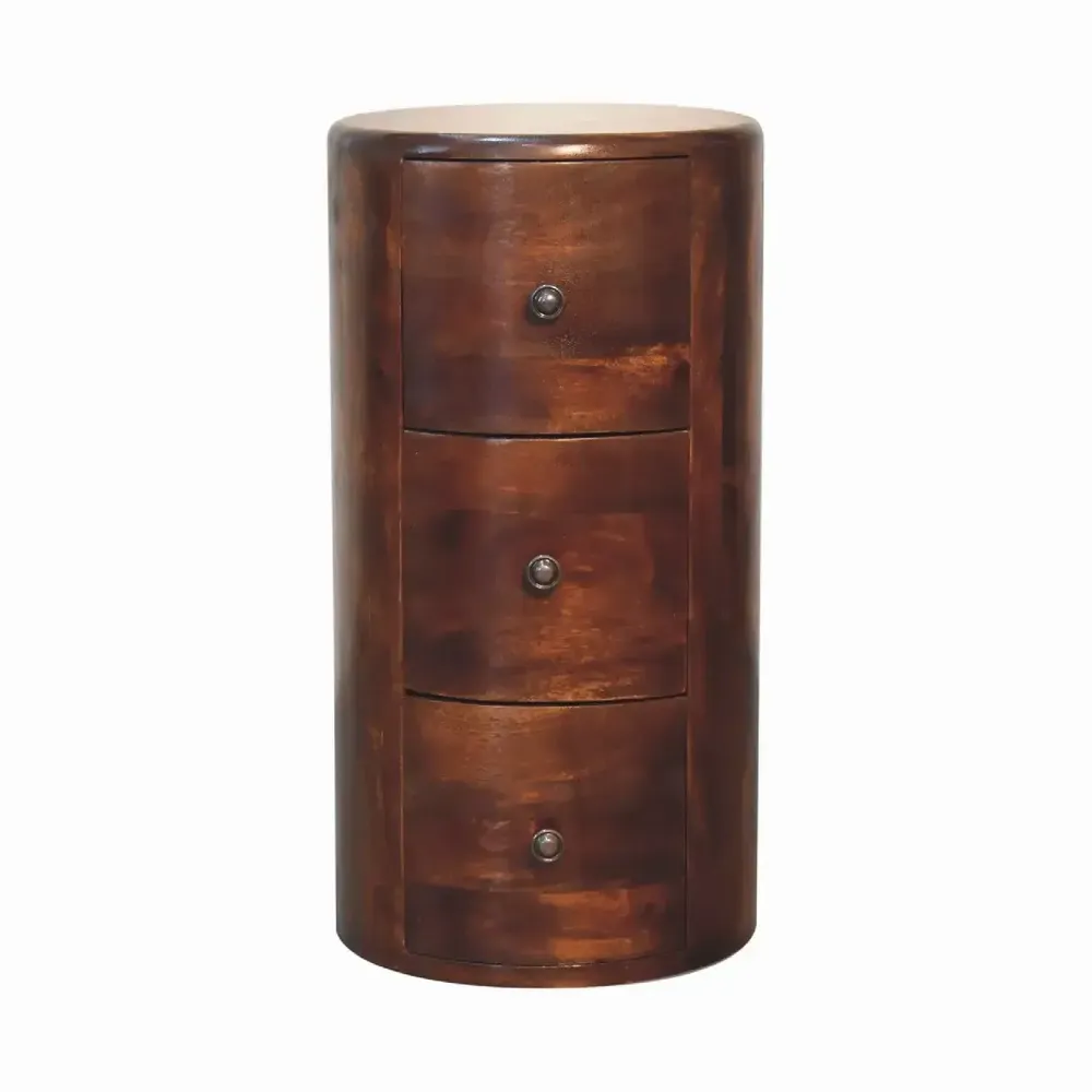 Chests of drawers - Artisan Furniture Solid Wood Chestnut Drum Chest, 3 Drawers, Chestnut, Dark Brown - ARTISAN FURNITURE