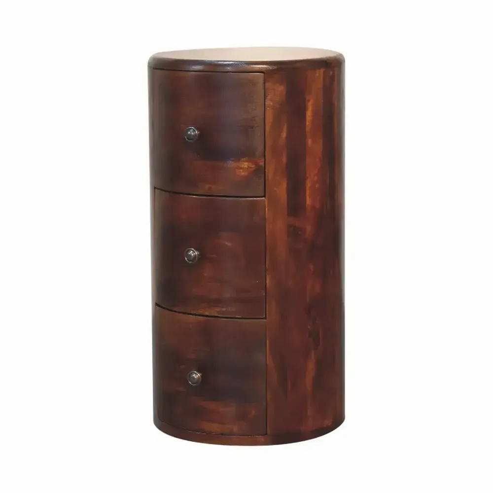 Chests of drawers - Artisan Furniture Solid Wood Chestnut Drum Chest, 3 Drawers, Chestnut, Dark Brown - ARTISAN FURNITURE