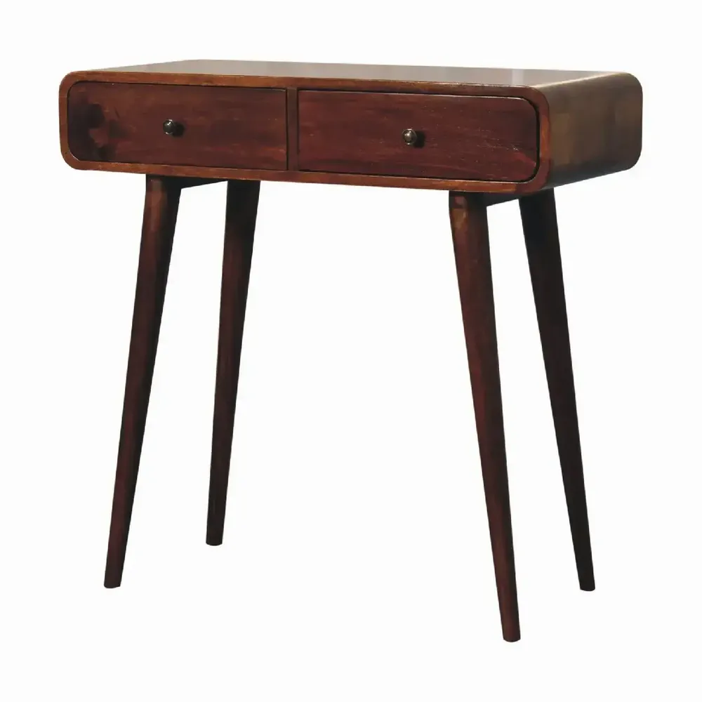 Other tables - Artisan Furniture Solid Wood Chestnut Curved Hallway Table, 2 Drawers, Dark Brown - ARTISAN FURNITURE