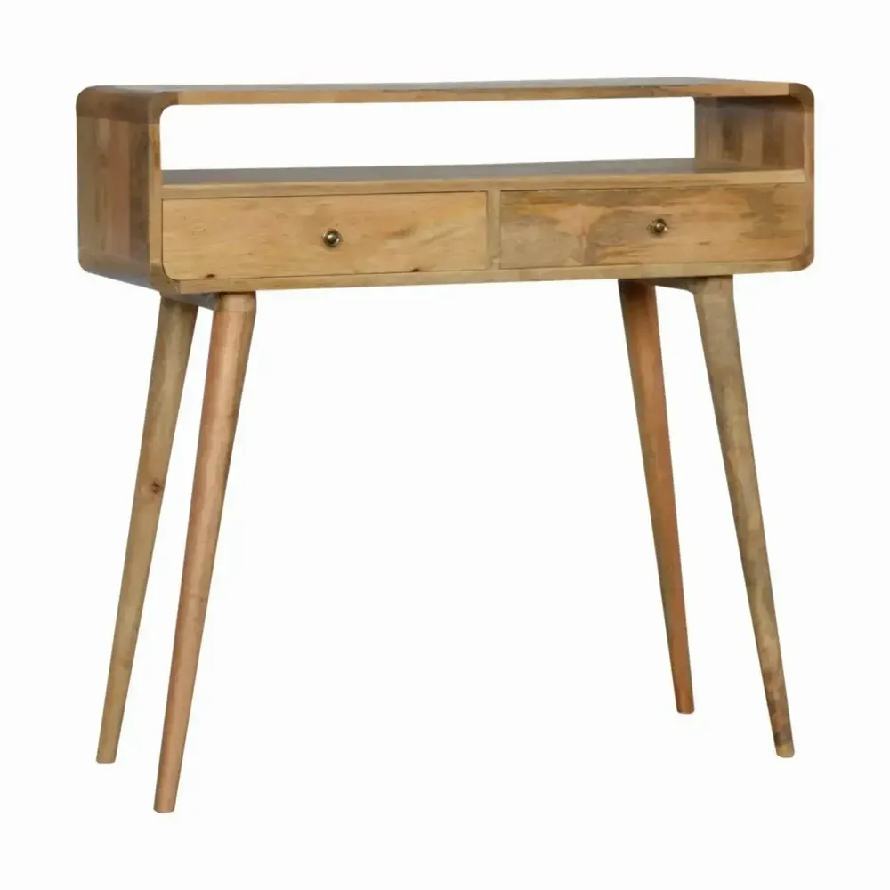 Consoles - Artisan Furniture Console Courbe Oak-ish, 2 Tiroirs et Fente Ouverte, Beige - ARTISAN FURNITURE