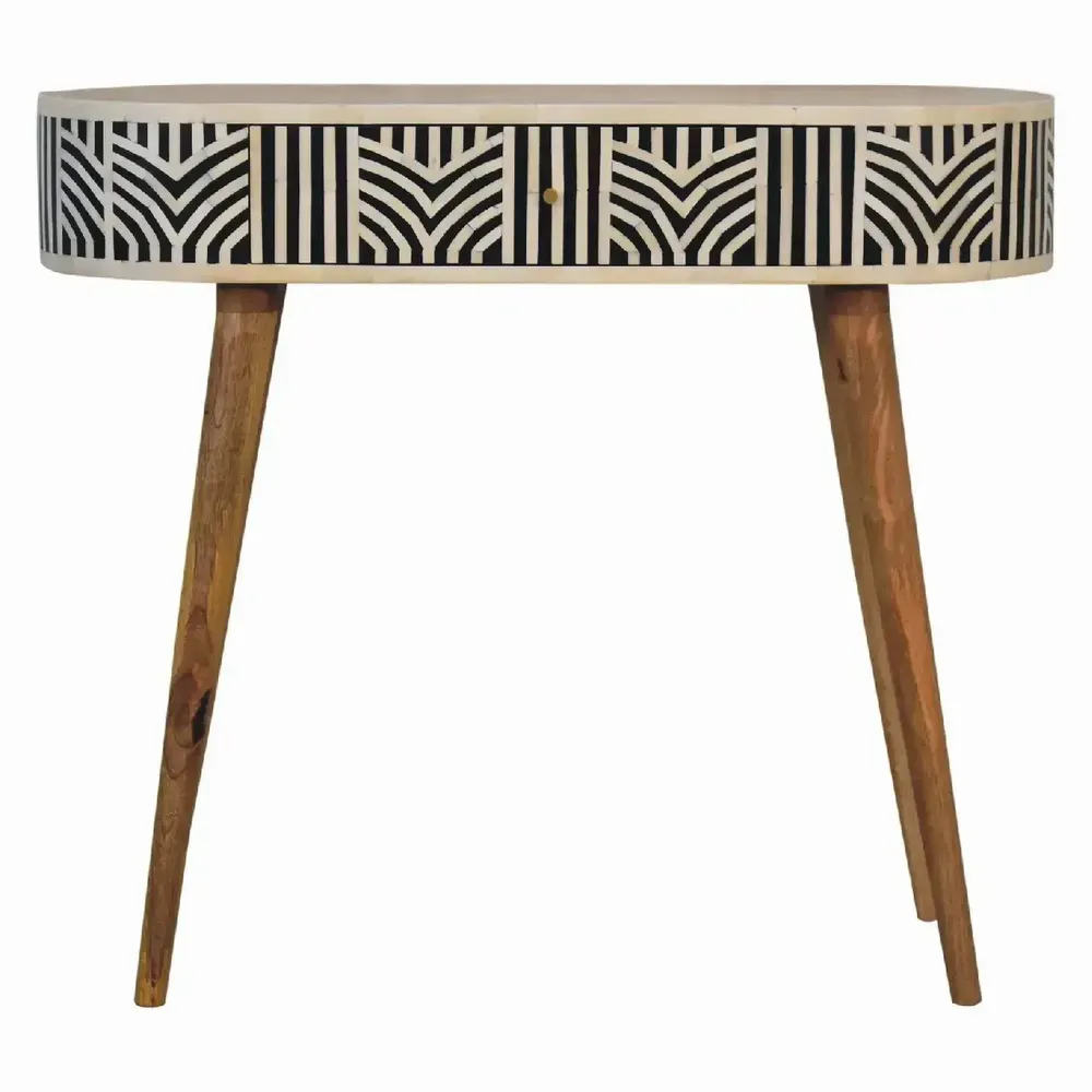 Console table - Artisan Furniture Solid Wood Edessa Bone Inlay Console Table, 1 Drawer, Black and White - ARTISAN FURNITURE