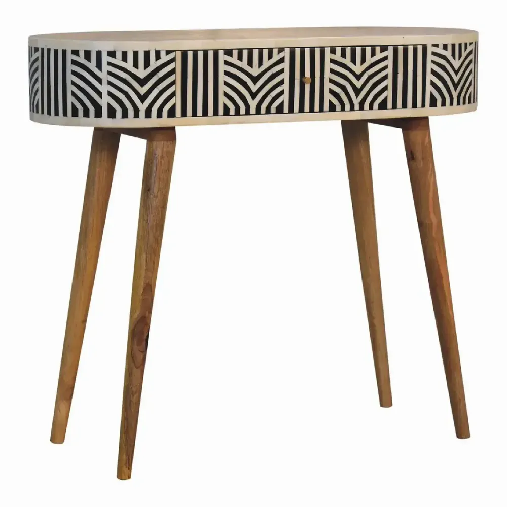 Console table - Artisan Furniture Solid Wood Edessa Bone Inlay Console Table, 1 Drawer, Black and White - ARTISAN FURNITURE