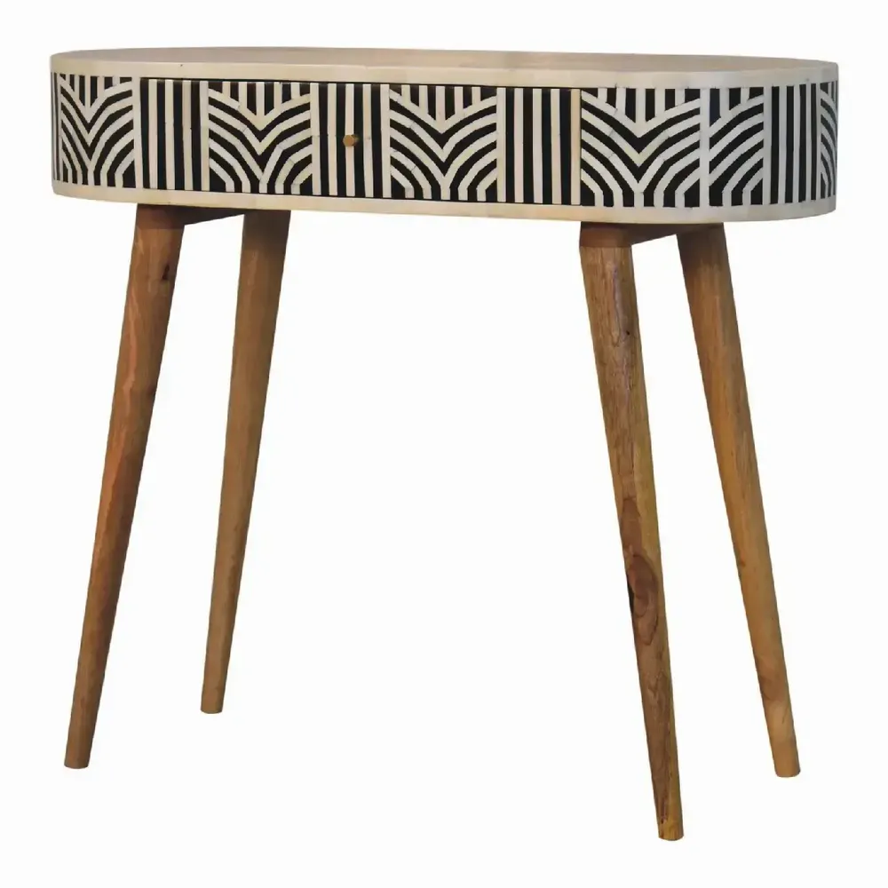 Console table - Artisan Furniture Solid Wood Edessa Bone Inlay Console Table, 1 Drawer, Black and White - ARTISAN FURNITURE