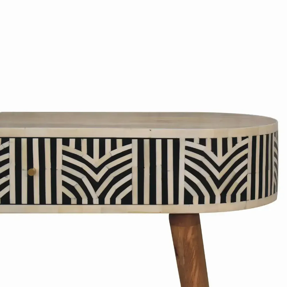 Console table - Artisan Furniture Solid Wood Edessa Bone Inlay Console Table, 1 Drawer, Black and White - ARTISAN FURNITURE