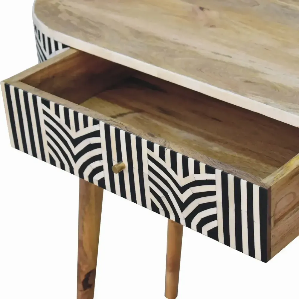 Console table - Artisan Furniture Solid Wood Edessa Bone Inlay Console Table, 1 Drawer, Black and White - ARTISAN FURNITURE