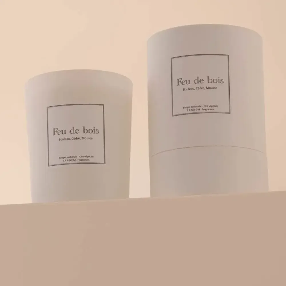 Bougies - Bougie Feu de Bois verre noir 180g - TANDEM FRAGRANCES