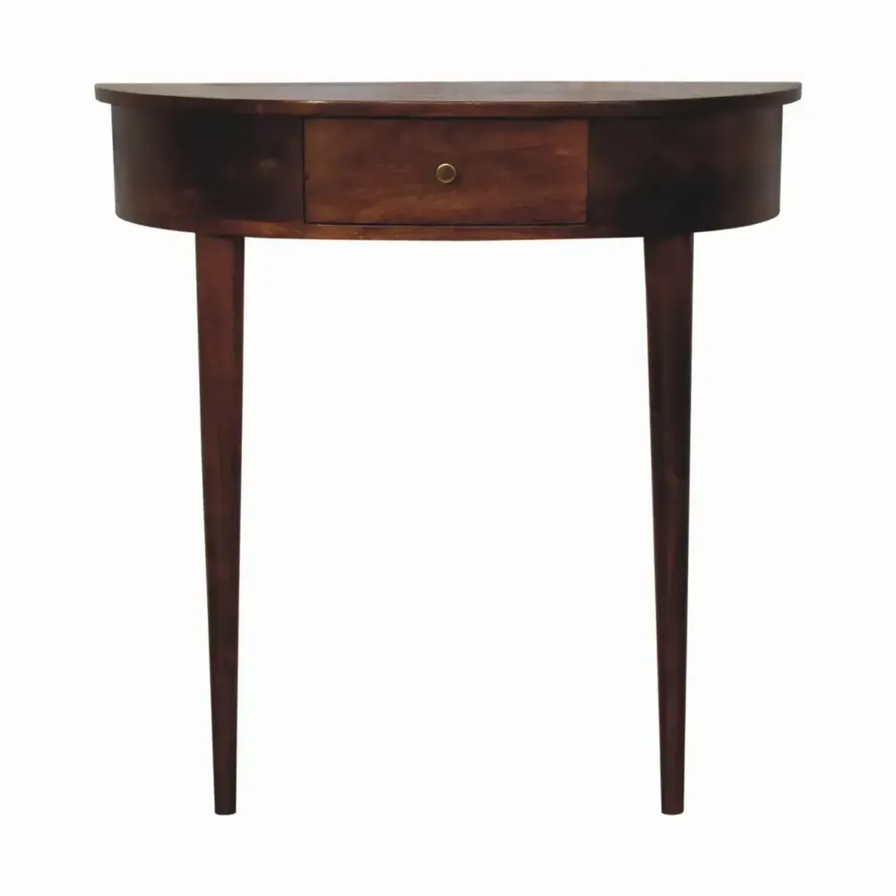 Console table - Artisan Furniture Solid Wood Backless Mounted Chestnut Console, 1 Drawer, Dark Brown - ARTISAN FURNITURE