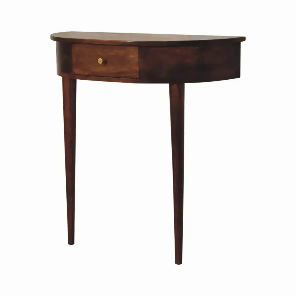Console table - Artisan Furniture Solid Wood Backless Mounted Chestnut Console, 1 Drawer, Dark Brown - ARTISAN FURNITURE