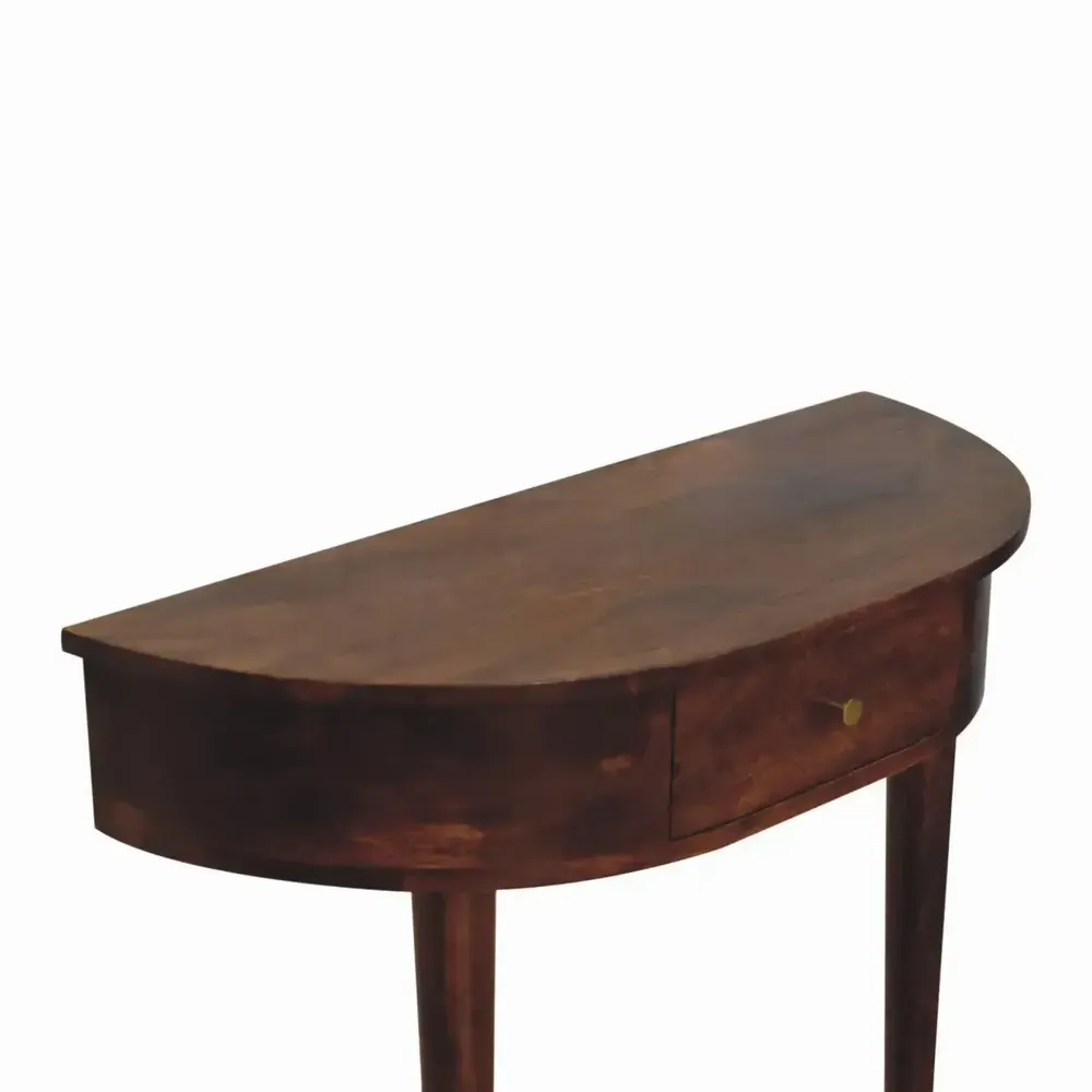 Console table - Artisan Furniture Solid Wood Backless Mounted Chestnut Console, 1 Drawer, Dark Brown - ARTISAN FURNITURE