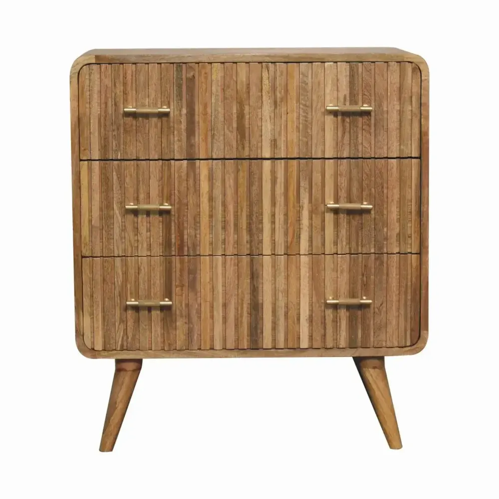 Chiffonniers - Artisan Furniture en bois massif à rainures T-bar Commode, 3 Tiroirs, Marron - ARTISAN FURNITURE