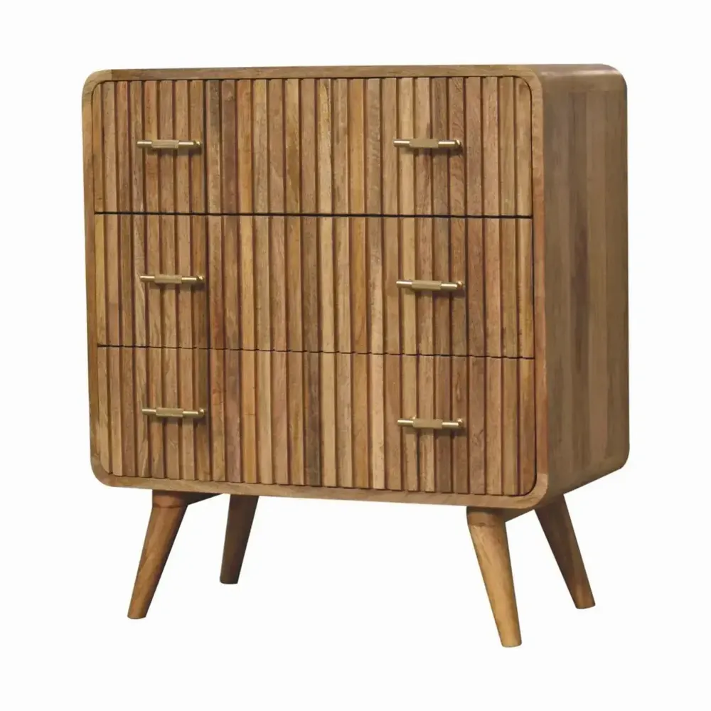 Chiffonniers - Artisan Furniture en bois massif à rainures T-bar Commode, 3 Tiroirs, Marron - ARTISAN FURNITURE