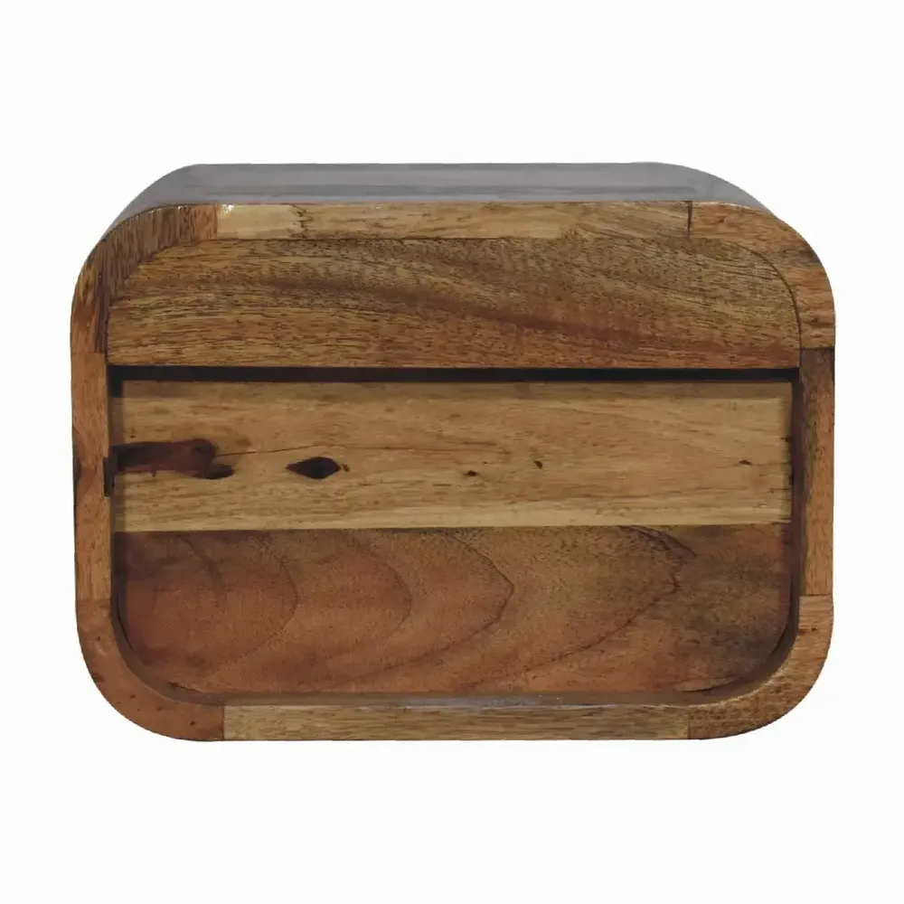 Night tables - Artisan Furniture Solid Wood Oak-ish Floating Open Curve Nightstand, 2 Shelves, Brown - ARTISAN FURNITURE