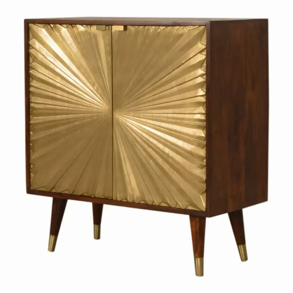 Buffets - Artisan Furniture en bois massif Manille Doré Armoire, Brass-Plated Portes, Doré and Dark Marron - ARTISAN FURNITURE