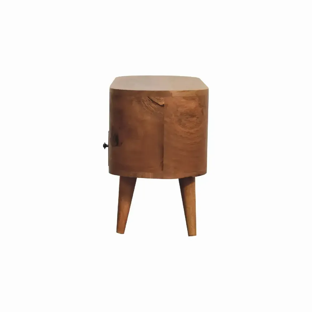 Meubles TV - Artisan Furniture en bois massif Mini Arrondi Meuble TV, 1 Tiroir et Ouvert Étagère, Beige - ARTISAN FURNITURE