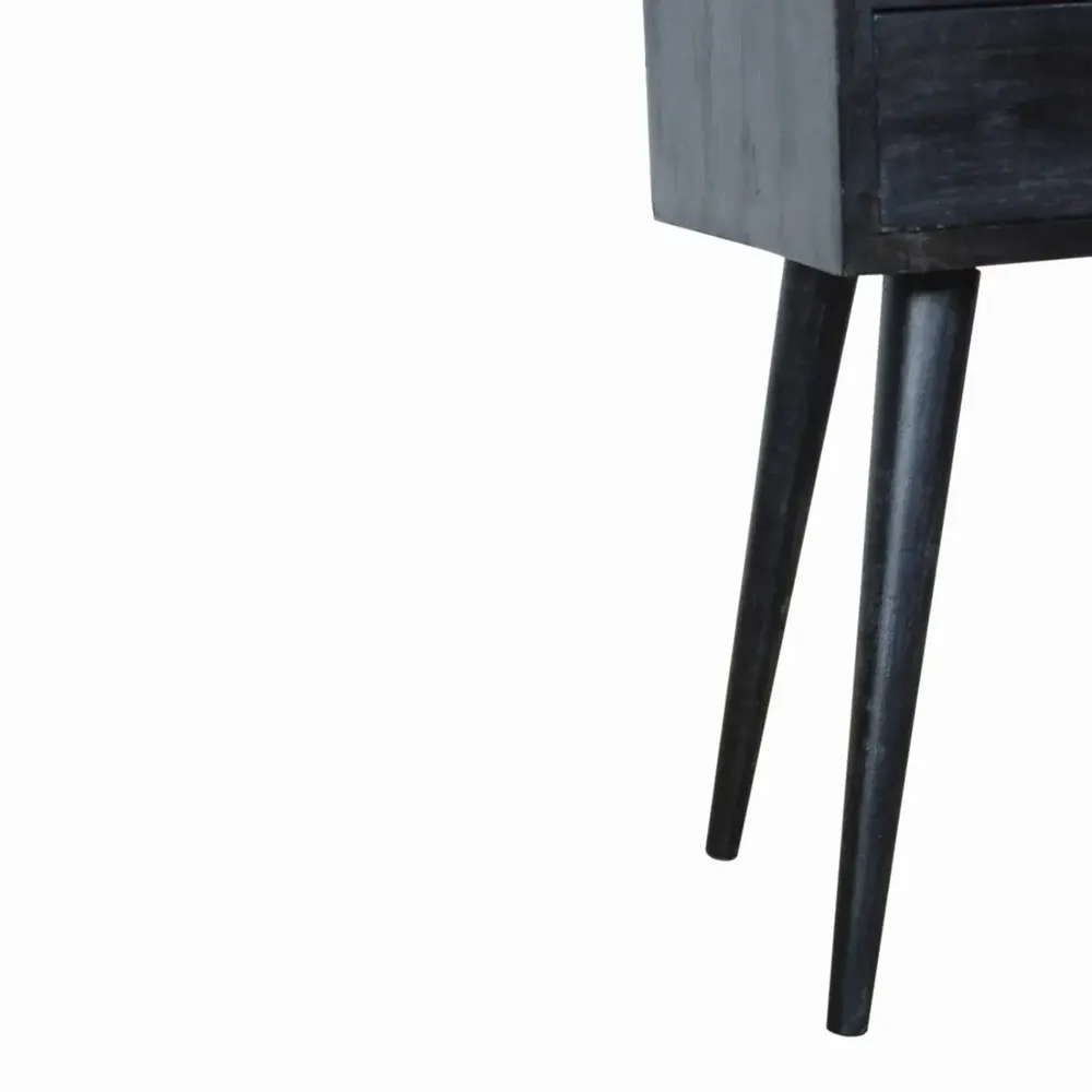 Night tables - Artisan Furniture Solid Wood Mini Ash Black Nightstand, 1 Drawer, 1 Open Slot, Ash Black - ARTISAN FURNITURE