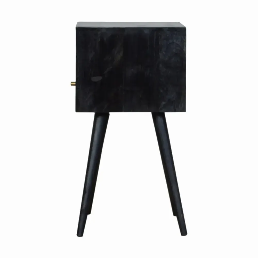 Night tables - Artisan Furniture Solid Wood Mini Ash Black Nightstand, 1 Drawer, 1 Open Slot, Ash Black - ARTISAN FURNITURE