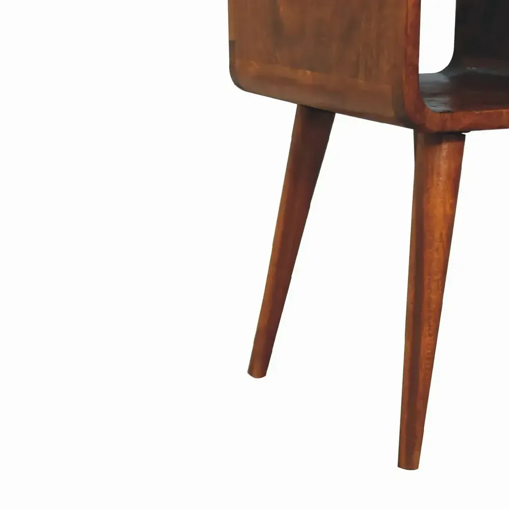 Night tables - Artisan Furniture Solid Wood Mini Chestnut Curve Lower Nightstand, 1 Drawer and Open Slot, Dark Brown - ARTISAN FURNITURE