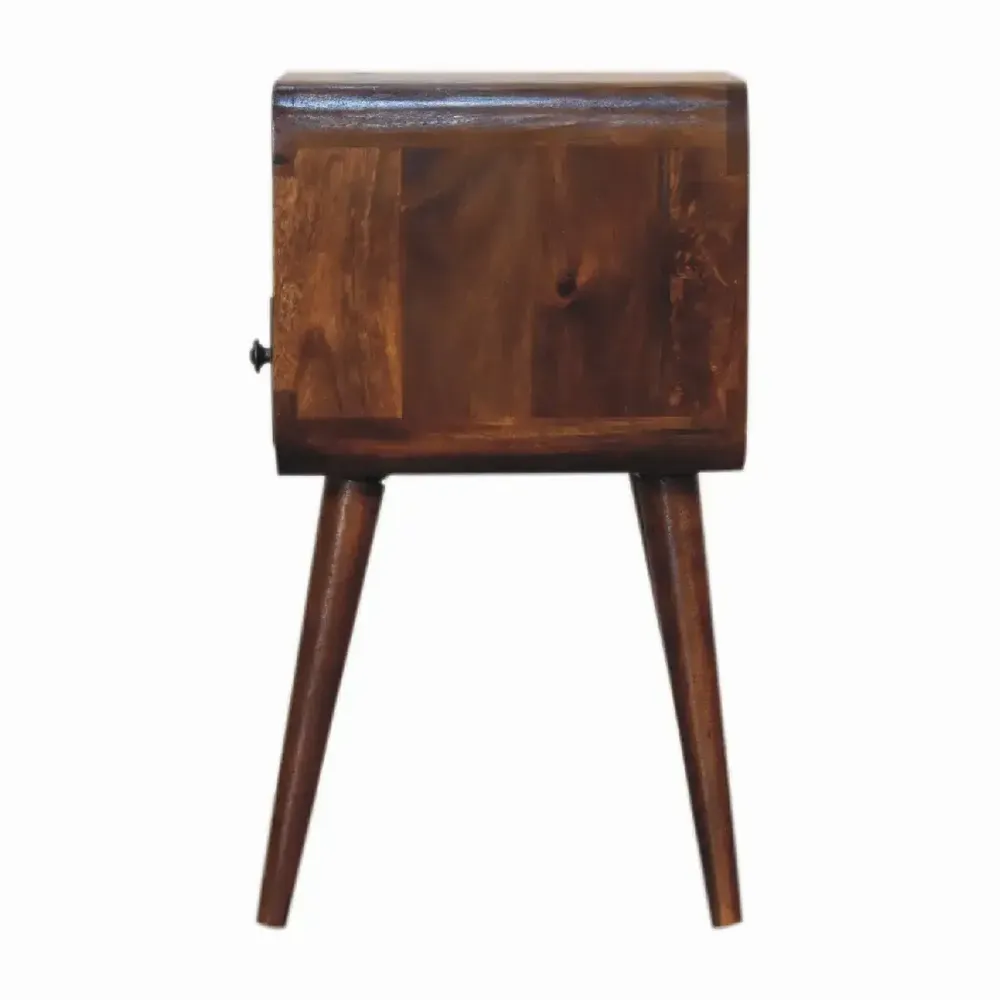 Tables de nuit - Artisan Furniture en bois massif Mini Châtaigne Courbe Open Table de chevet, 1 Tiroir and Open Étagère, Dark Marron - ARTISAN FURNITURE