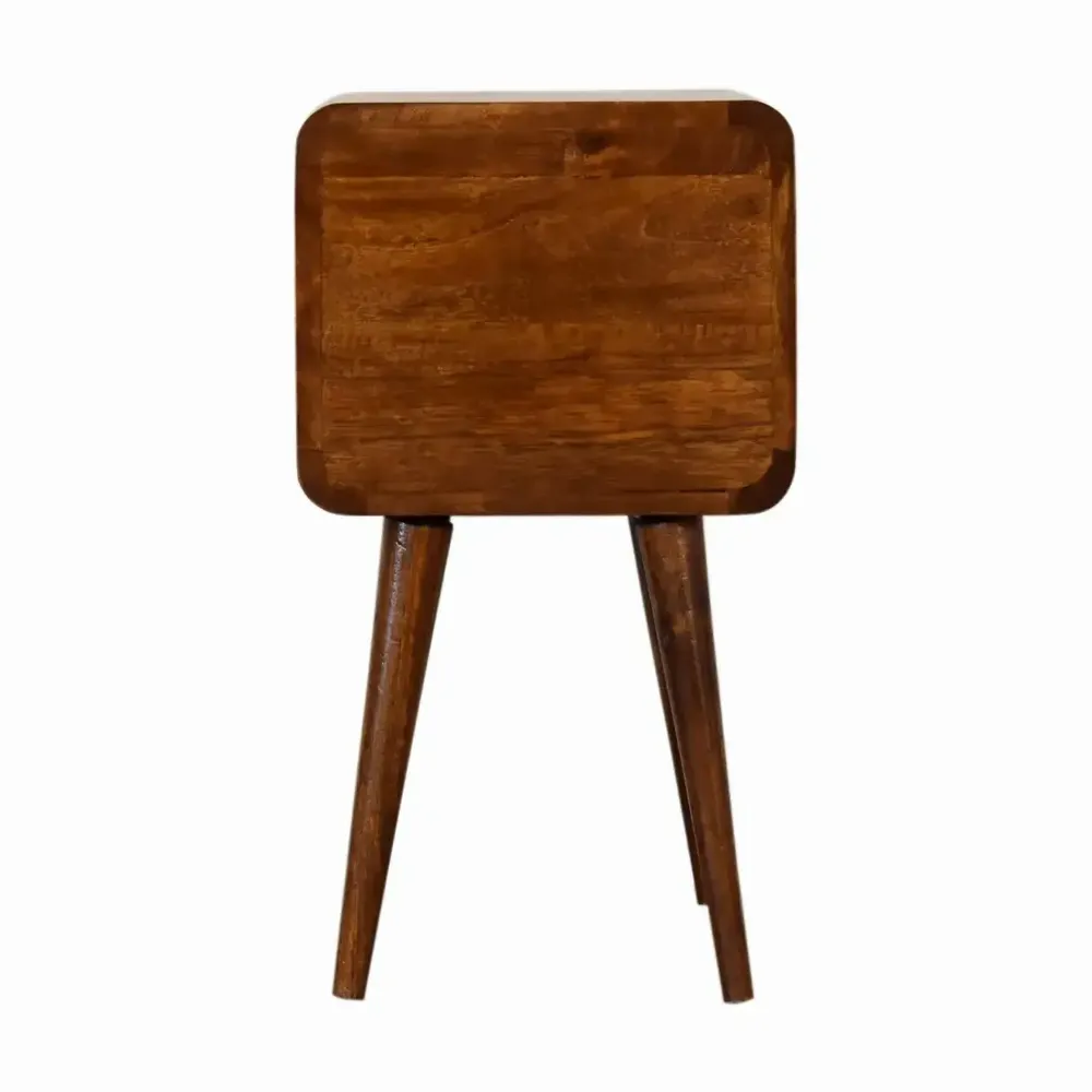 Tables de nuit - Artisan Furniture en bois massif Mini Châtaigne Courbé Table de chevet, 2 Tiroirs, Dark Marron - ARTISAN FURNITURE