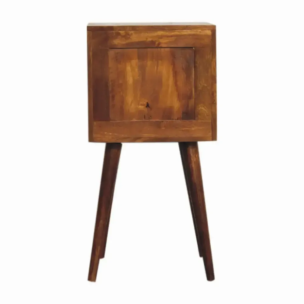 Night tables - Artisan Furniture Solid Wood Mini Chestnut Cube Nightstand, 2 Drawers, Dark Brown - ARTISAN FURNITURE