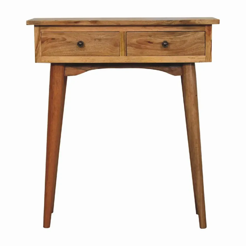 Console table - Artisan Furniture Solid Wood Mini Oak-ish Hallway Console Table, 2 Drawers, Brown - ARTISAN FURNITURE