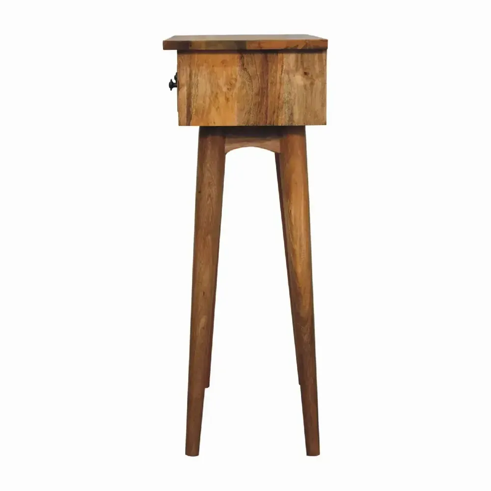 Console table - Artisan Furniture Solid Wood Mini Oak-ish Hallway Console Table, 2 Drawers, Brown - ARTISAN FURNITURE